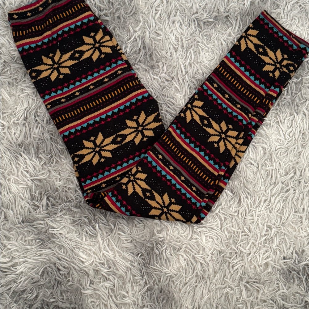 Festive Thick Patterned Kids Leggings (S/M)
